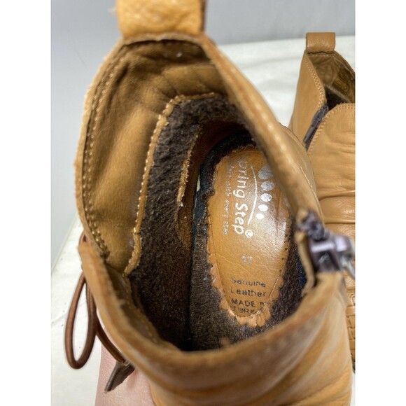 Spring Step Pomeroy Shoes Women's 6 Leather Ankle Booties Flat Moccasin Black - Picture 7 of 11